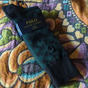 Polo by Ralph Lauren Men's Black and Dark Green Socks